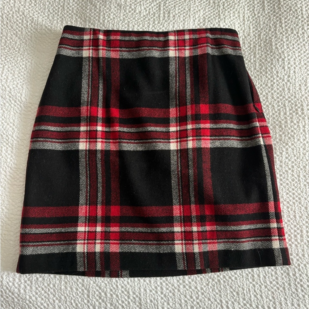 Talbots Red and Black Plaid Mini Skirt